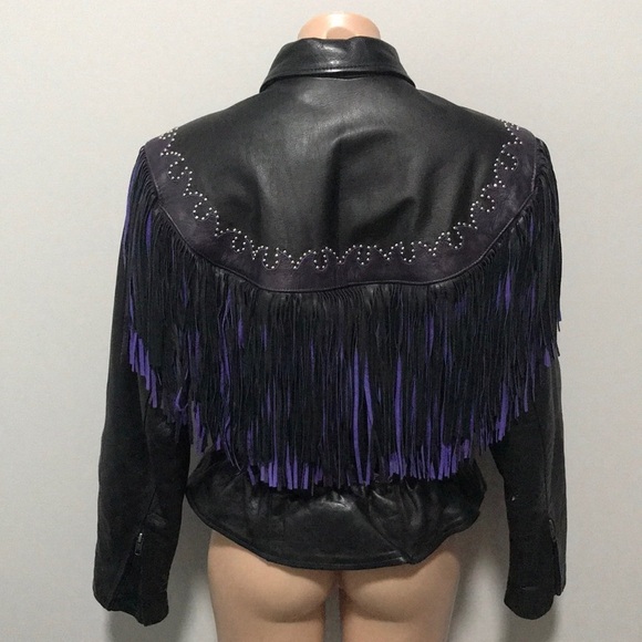 Leather Gallery Fringe Tassel Jacket Motorcycle - Picture 6 of 12